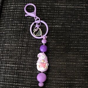 Handmade Purple Gnome Keychain